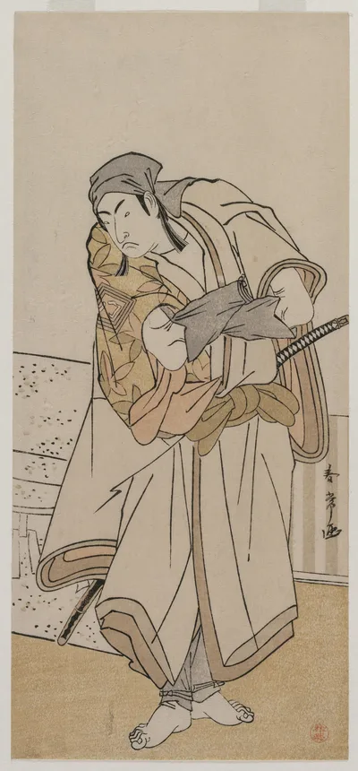 Ichikawa Monnosuke II Standing Beside a Stone Box, 1780