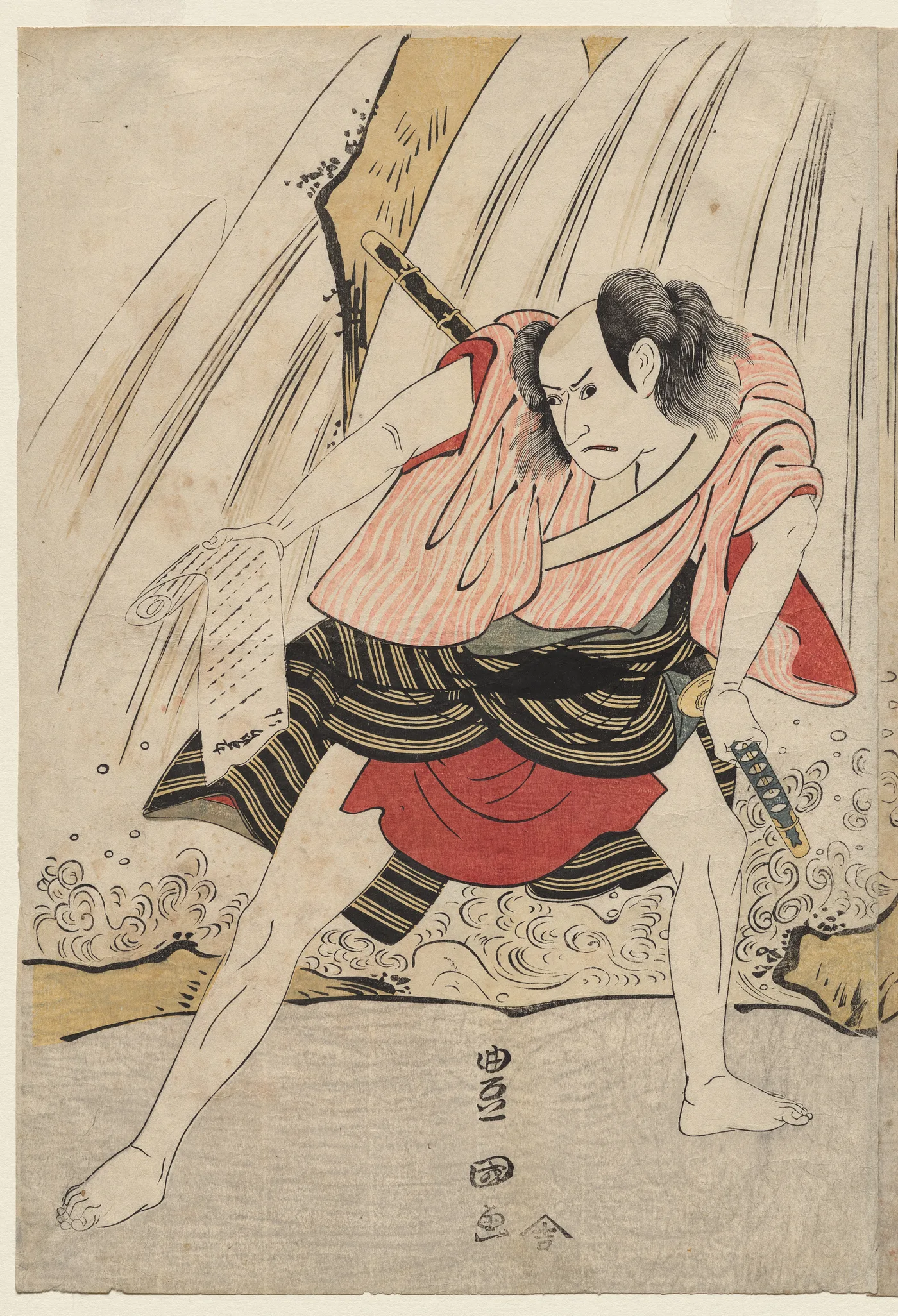 Kataoka Nizaemon VII and Ichikawa Yaozo III in a Confrontation Beside…, 1797