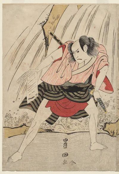 Kataoka Nizaemon VII and Ichikawa Yaozo III in a Confrontation Beside…, 1797