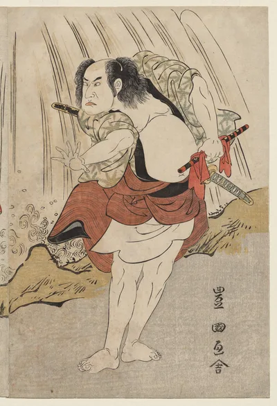 Kataoka Nizaemon VII and Ichikawa Yaozo III in a Confrontation Beside…, 1797