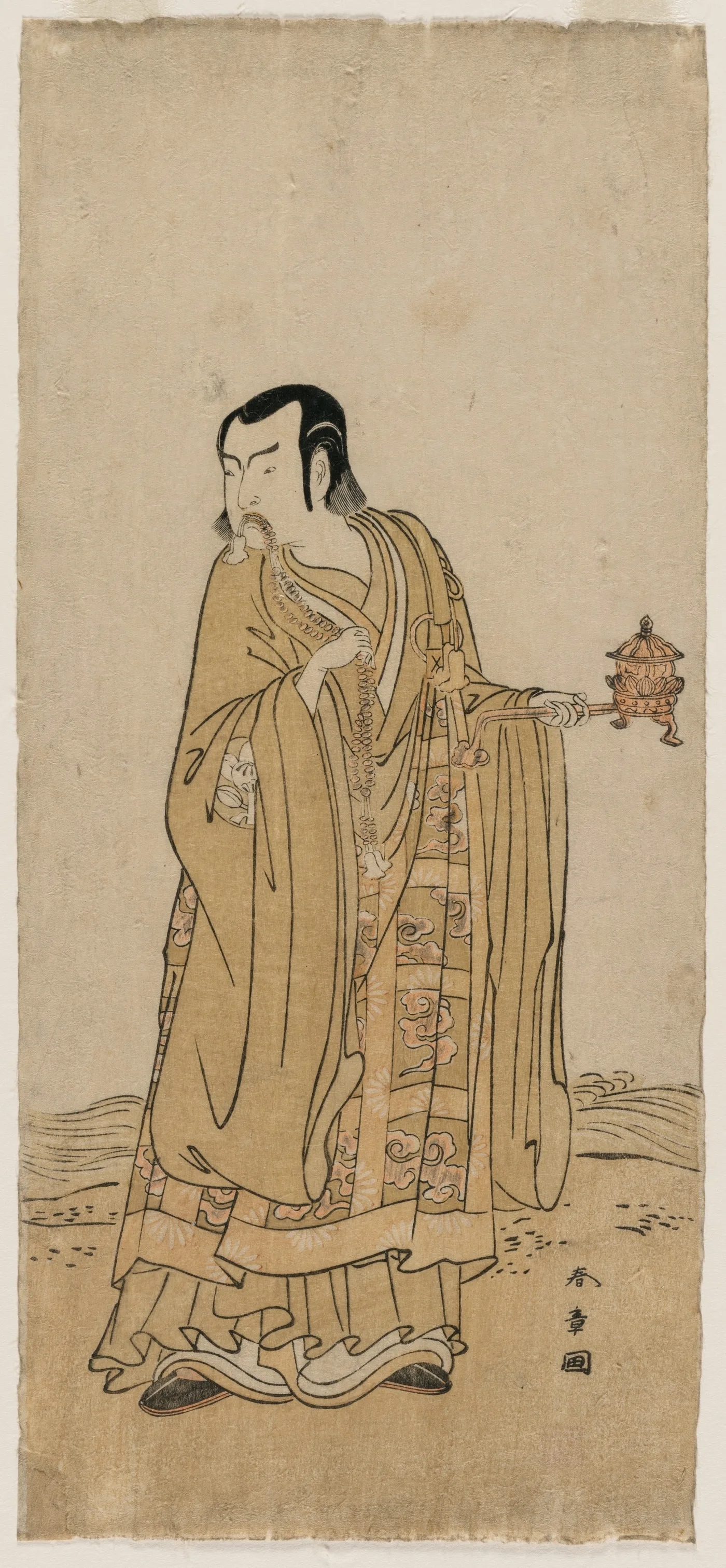 Ichimura Uzaemon IX as Shingen in “A String of Prayer Beads Shaken at…, 1775