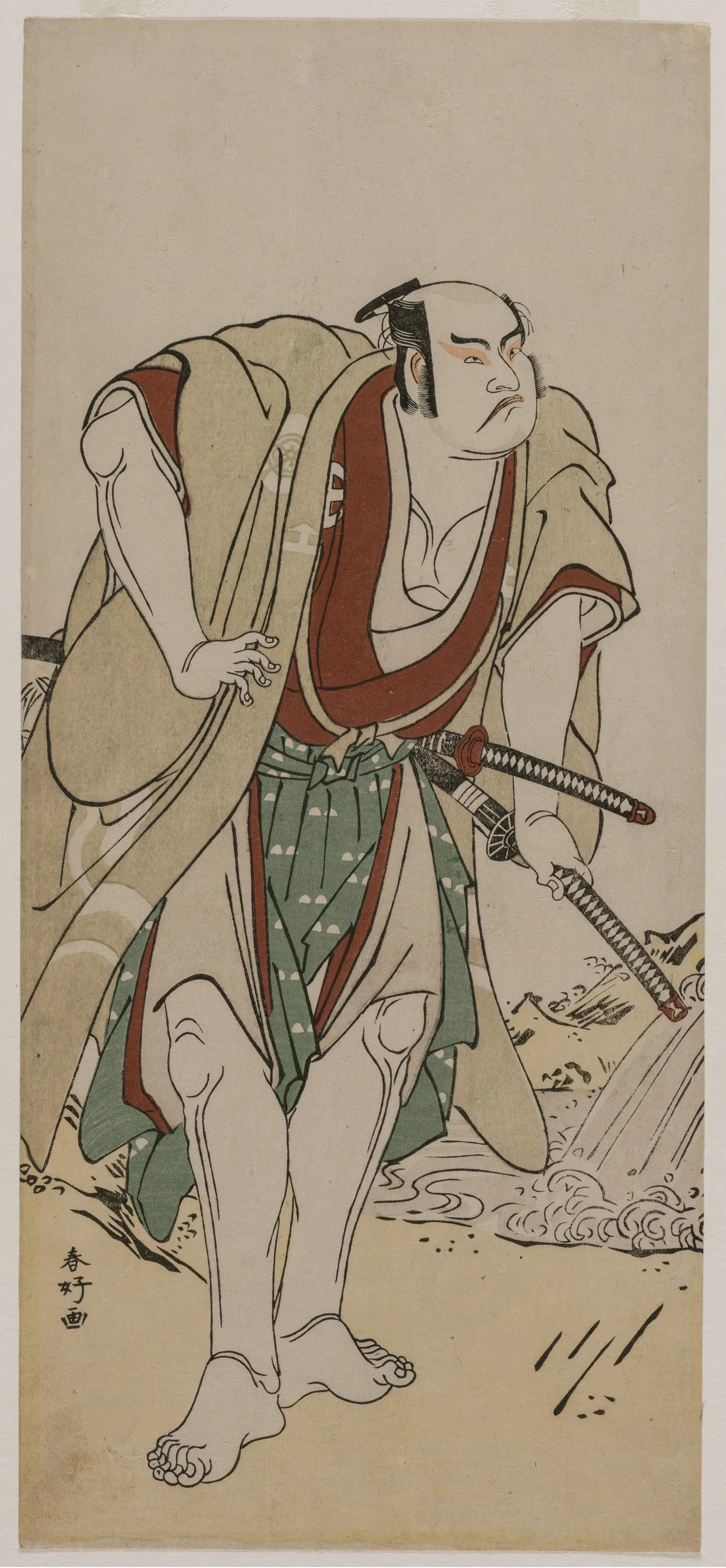 Otani Hiroji III as a Samurai Standing Beside a Stream, 1780