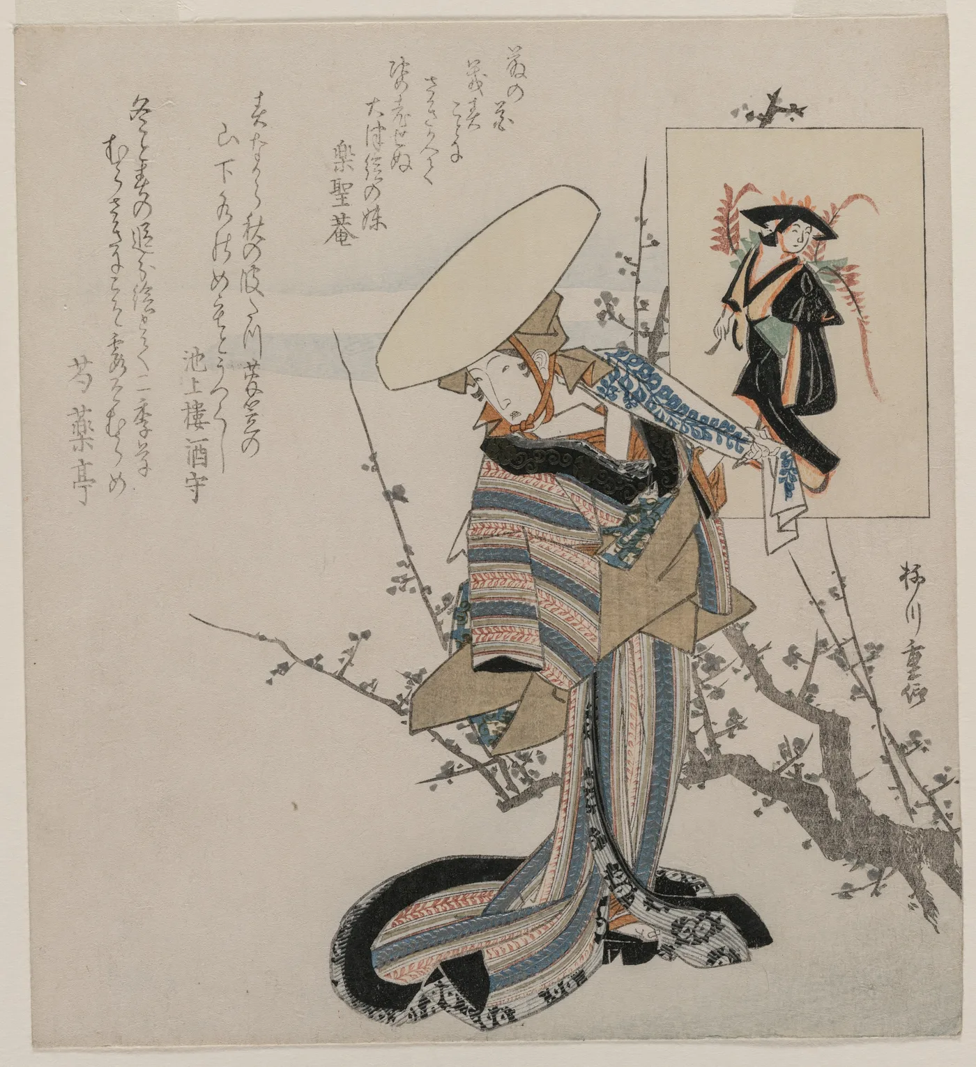 Woman by a Plum Tree Matched with the Wisteria Maiden (from a series…, 1830