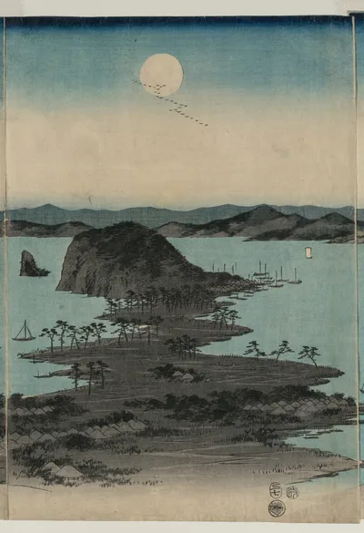 Full Moon on Kanazawa, Musashi, 1857