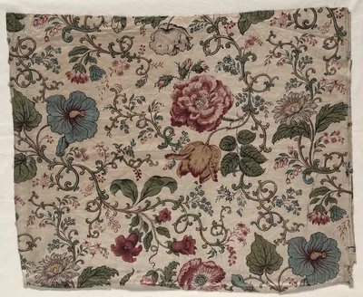Woodblock Printed Chintz Fragment, 1833