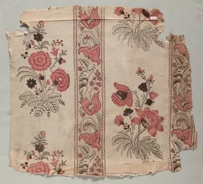 Fragment of Woodblock Printed Linen, 1798