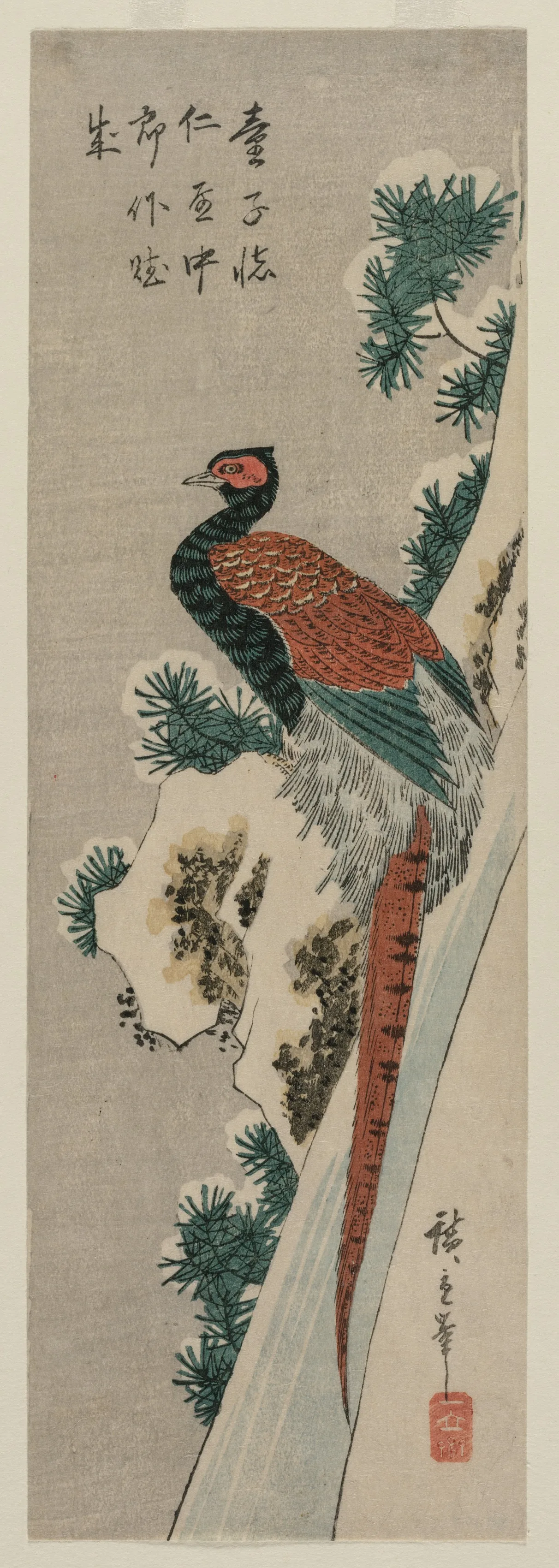 Copper Pheasant by Snowy Waterfall, 1830