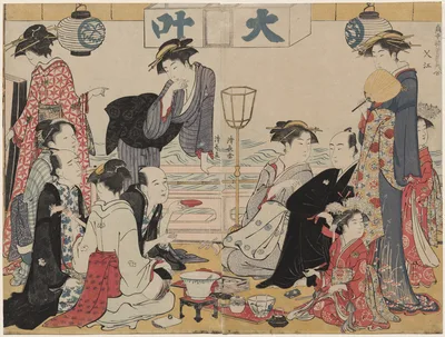 Entertainment on a Balcony by the Water at Nakasu, from the series, A…, 1783