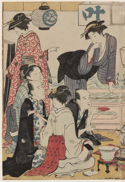 Entertainment on a Balcony by the Water at Nakasu, from the series, A…, 1783