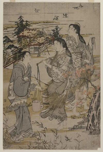 Women with Salt Pails; The Noda Tama River in Mutsu Province, from an…, 1780