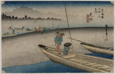 Picture of the Tenryu River near Mitsuke (Station 29), from the…, 1833