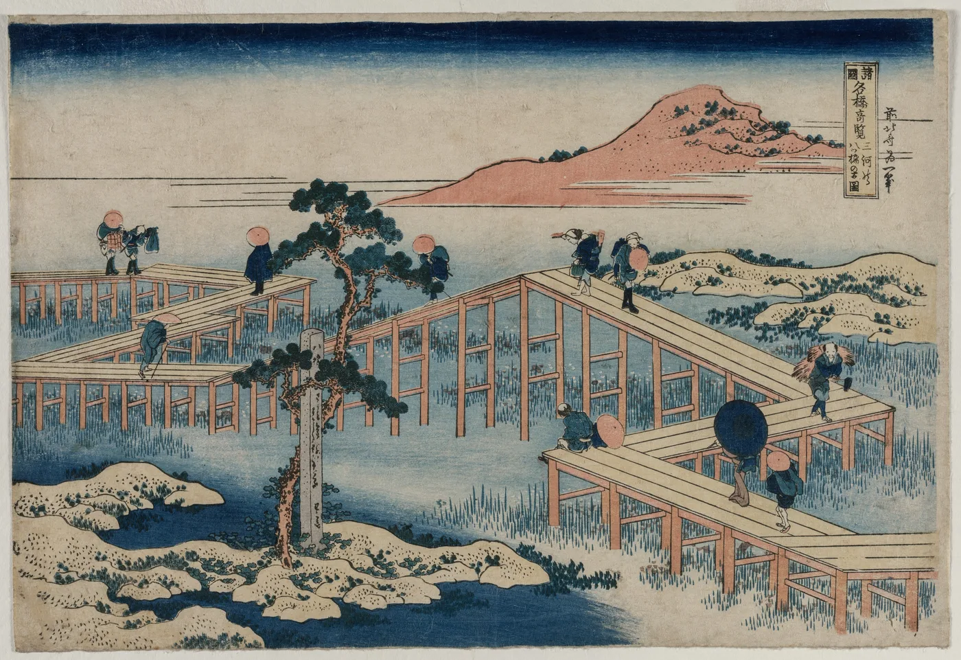 An Ancient Picture of the Eight Part Bridge in Mikawa Province (from…, 1830