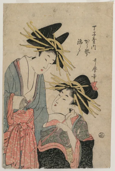 The Courtesans Karagoto and Nishikido of Chojiya, 1800