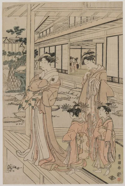Courtesan Standing on a Veranda, 1790