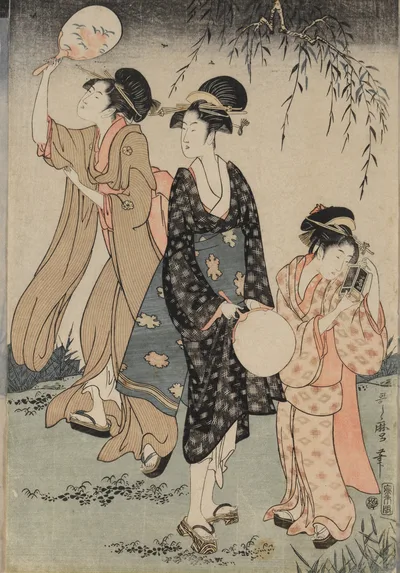 Catching Fireflies Beneath a Willow Tree (center), 1796