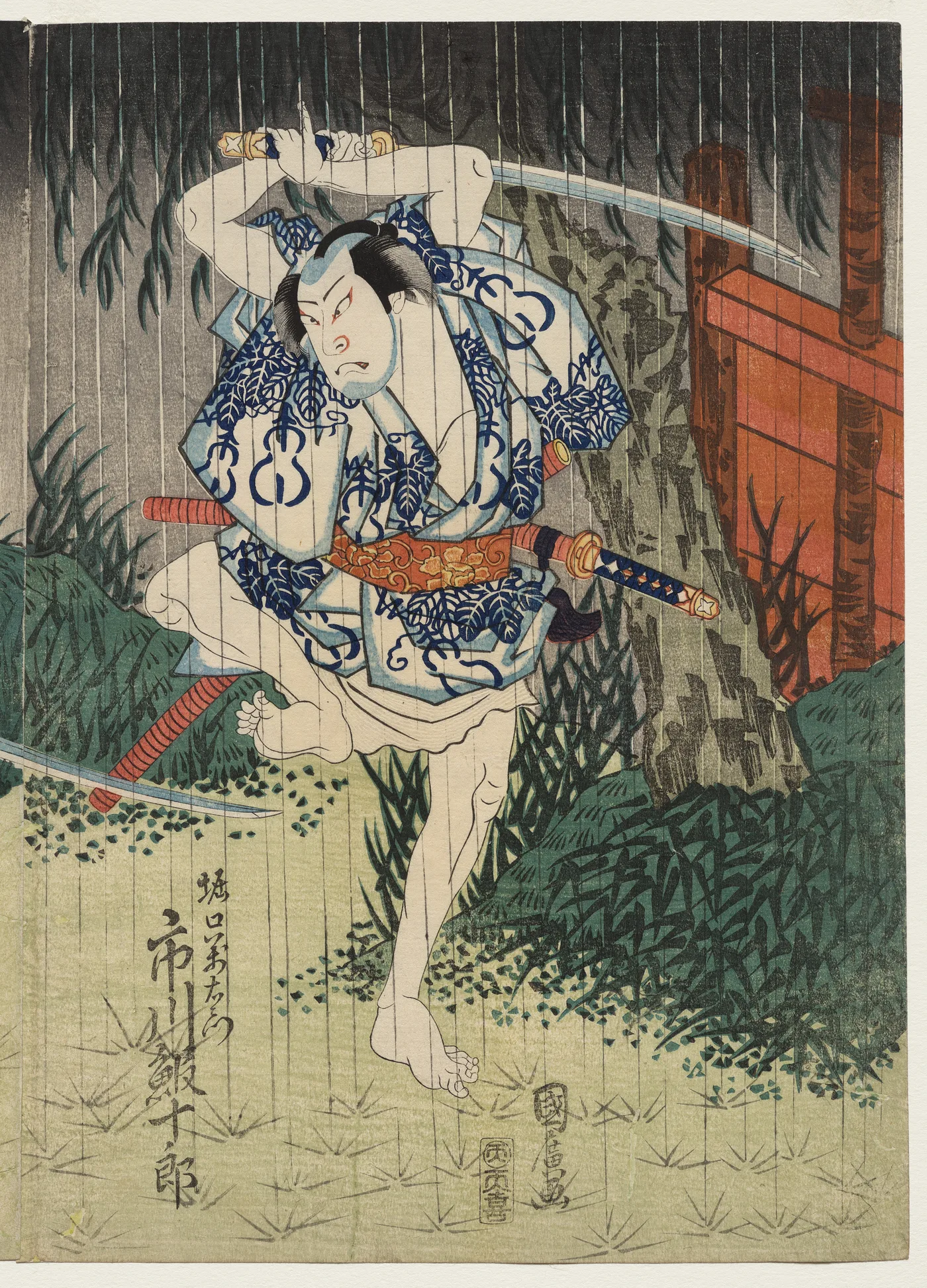 Ichikawa Ebijuro II as Horiguchi Manzaemon, 1829