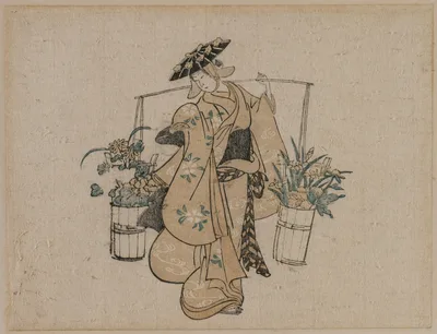 Photograph from 1696: A Beauty Carrying Two Buckets of Flowers