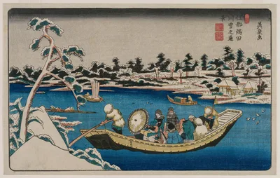A Distant View of Snow on the Sumida River in Edo, 1830