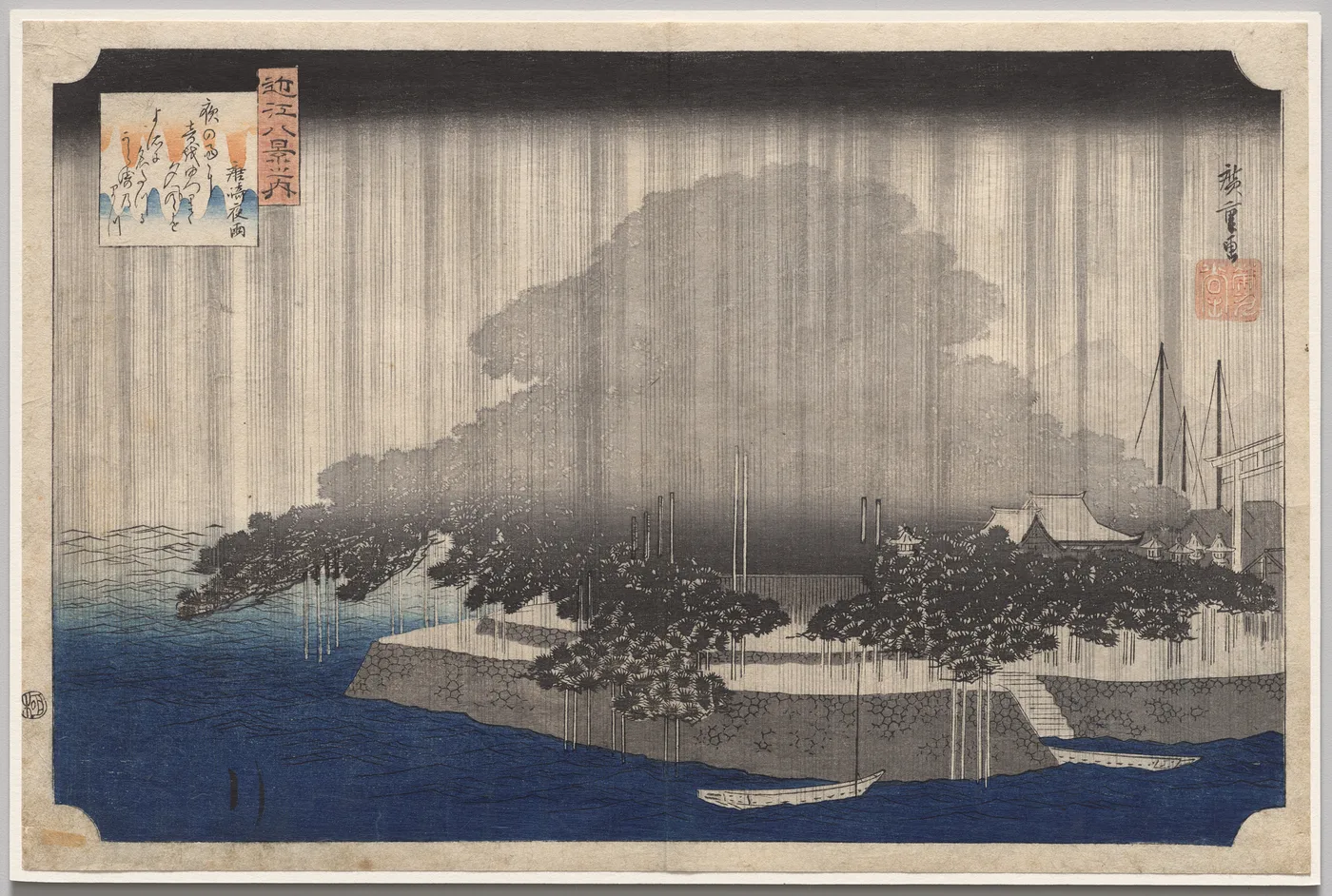 Night Rain at Karasaki, from Eight Views of Ōmi, 1835