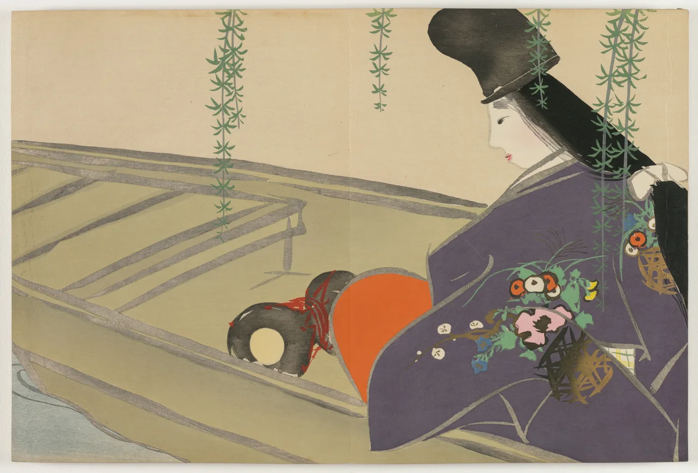 Flowers of a Hundred Worlds (Momoyogusa): Asazuma in Her Boat…, 1909