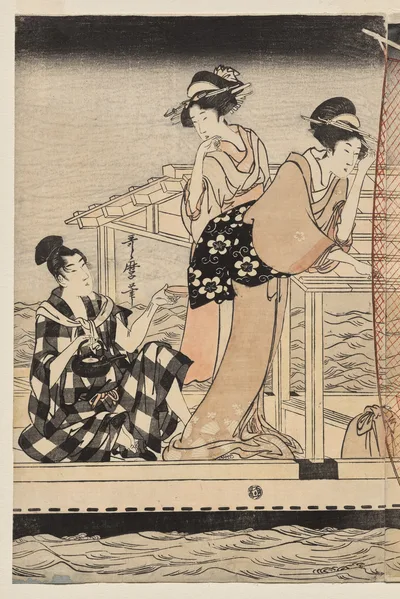 Net Fishing at Night on the Sumida River, 1800
