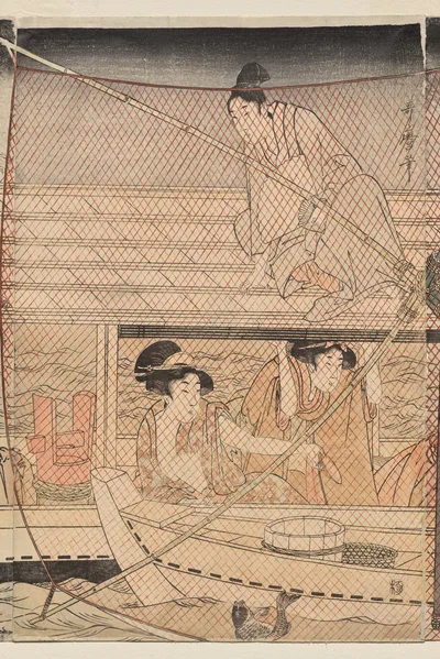 Net Fishing at Night on the Sumida River, 1800
