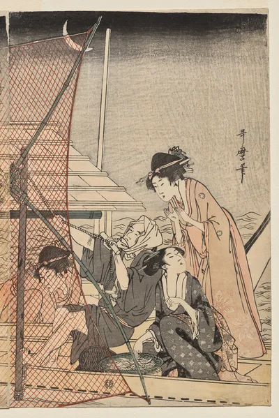 Net Fishing at Night, 1800