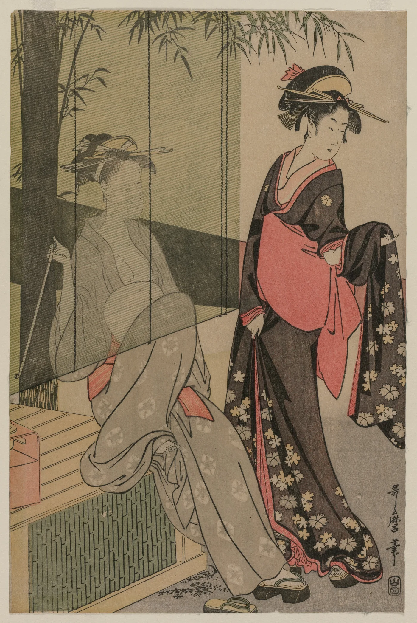 Two Women by a Bamboo Blind, 1797
